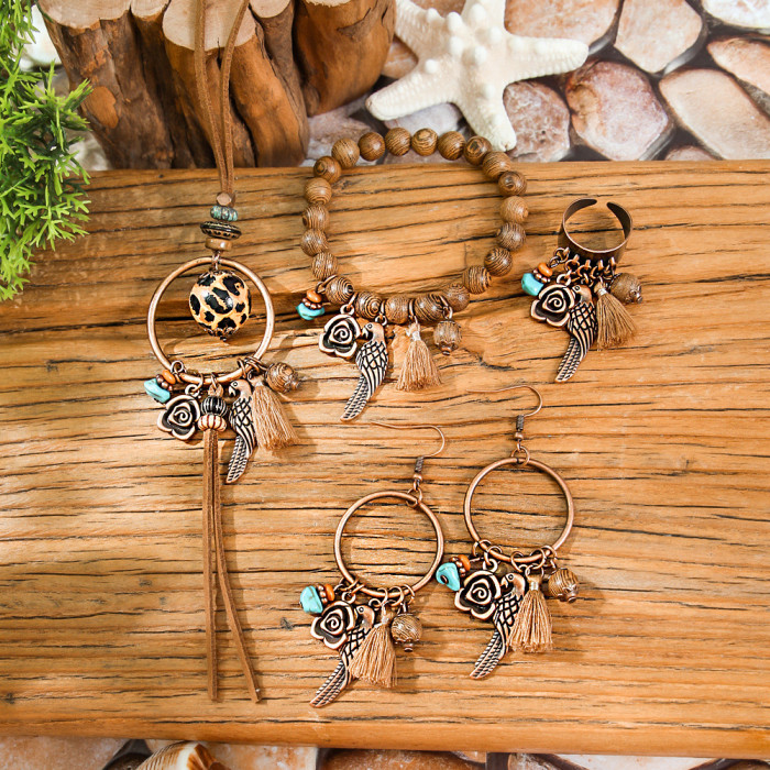 Hot-Selling Jewelry Set Ethnic Style Creative Leopard Necklace Personality Versatile Bracelet Earrings Wholesale