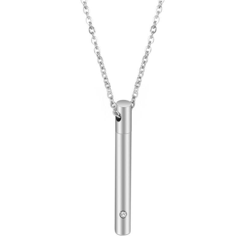 European and American Style Simple Geometric Long Titanium Steel Urn Necklace Memorial Pet Creative Openable Perfume Bottle