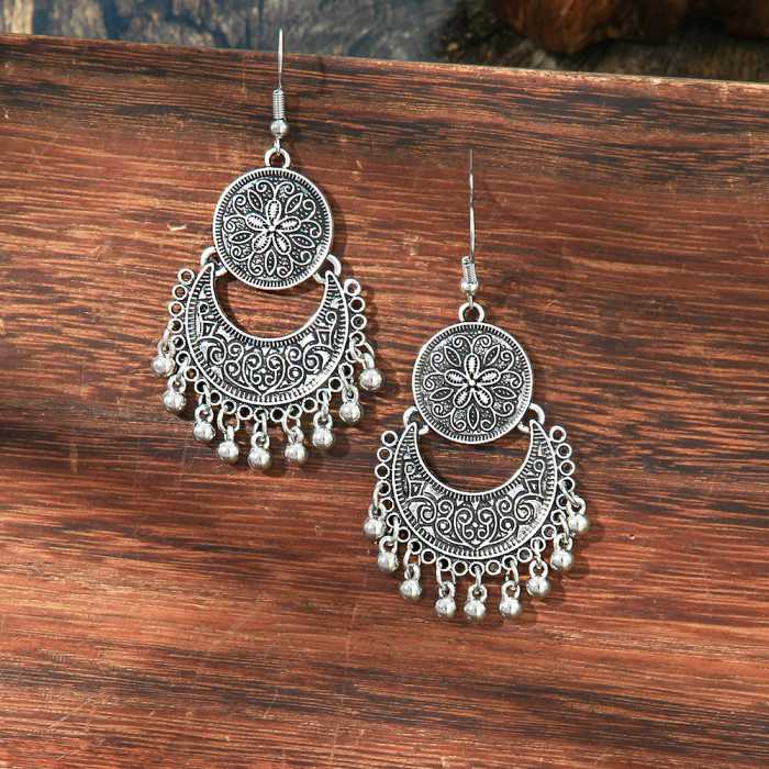 Hot-Selling Retro Ethnic Style Earrings for Tourist Attractions, Unique Creative Geometric Tassel Earrings Wholesale