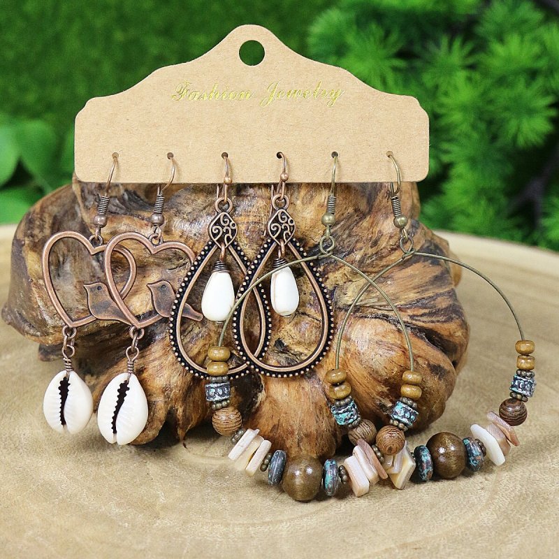 Melard Color Earrings Multi-piece Set Nostalgic Fan-shaped Tassel Hollow Geometric Earrings Amazon Wholesale