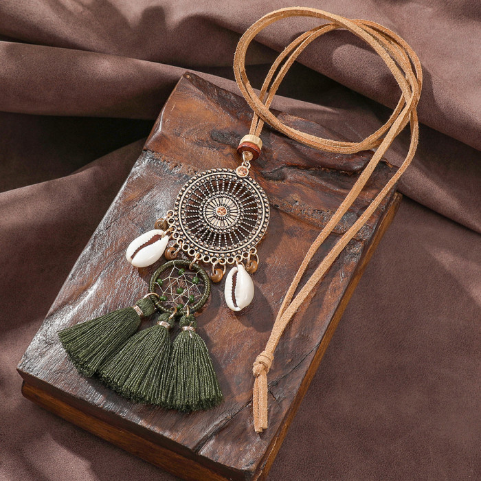 New Hot Selling Retro Ethnic Dream Catcher Necklace Fashion Versatile Vacation Style Colorful Pendant Wholesale