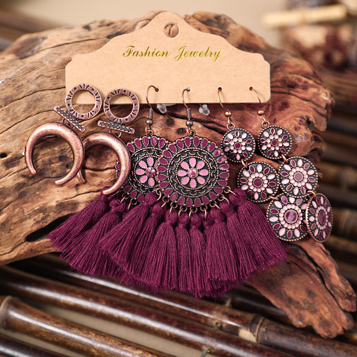 Autumn Winter New Fashion Retro Earrings Ethnic Vacation Style Leopard Print Water Drop Tassel Earrings Manufacturer...