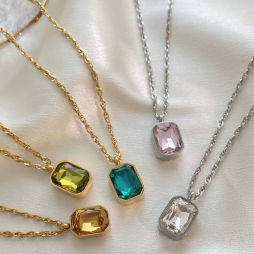 2025 European and American Cross-Border New Product Cube Sugar Pendant Earrings Necklace for Women Simple Luxury Stainless Steel Jewelry for Women