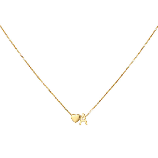 DIY Three-Dimensional Heart New Necklace Personalized 26 English Letters Name Matching Necklace for Women Versatile C...