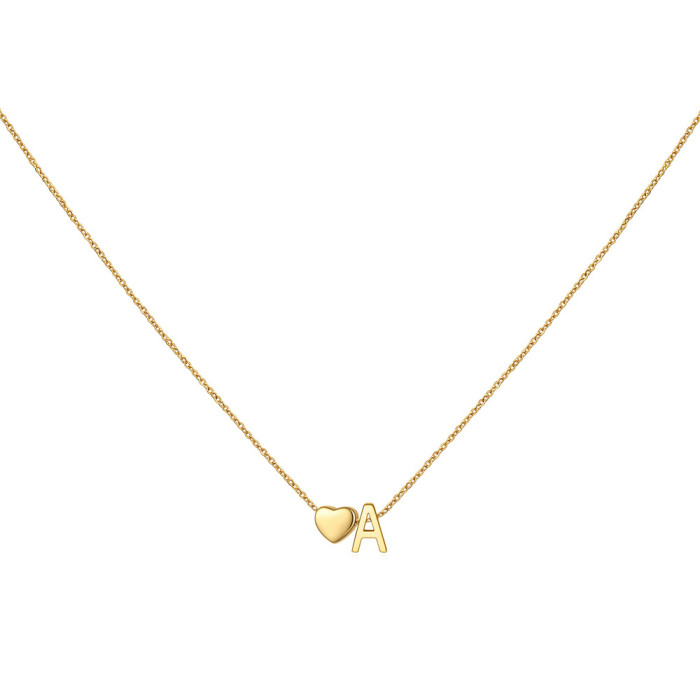 DIY Three-Dimensional Heart New Necklace Personalized 26 English Letters Name Matching Necklace for Women Versatile C...