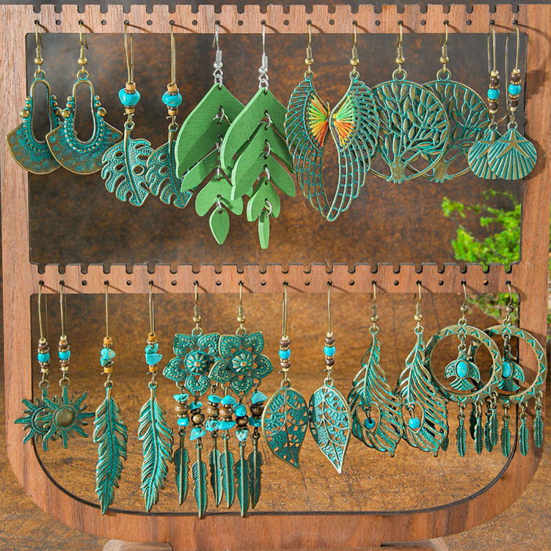 Amazon Hot Sale Vintage Distressed Bohemian Style Personality Earrings Multi-piece Set Creative Fashion Ear Accessories Wholesale