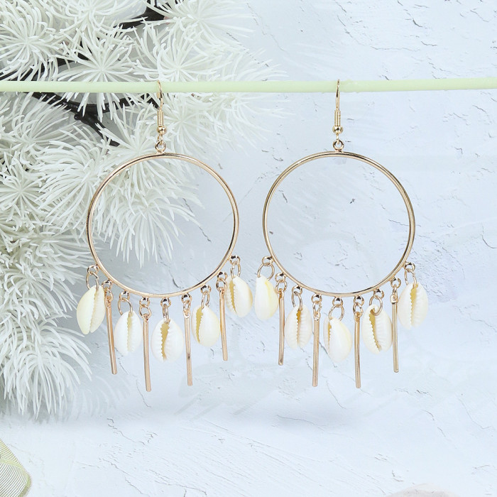 Large Circle Tassel Earrings European and American Fashion Earrings Personality Elegant Gold Sparkling Geometric Temperament Versatile Ear Accessories