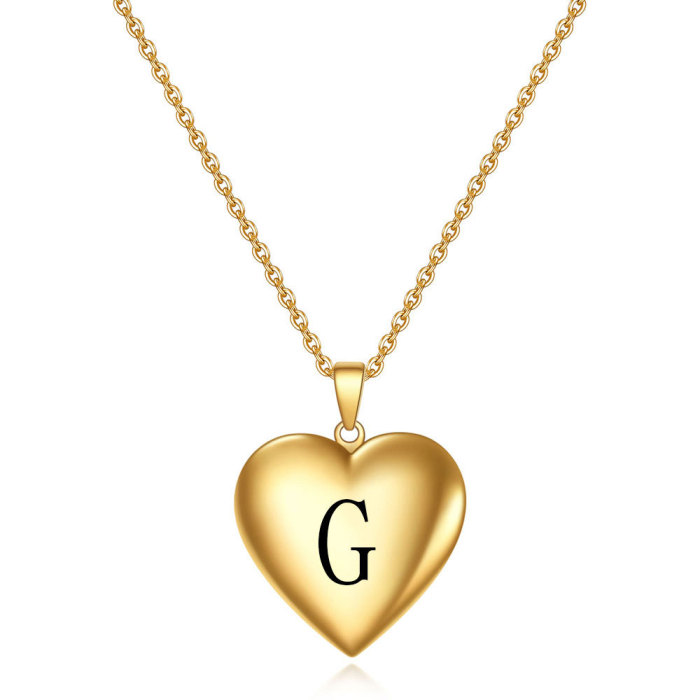 Wish Amazon Creative Commemorative Photo Heart-shaped Gold Pendant Titanium Steel Initial Heart Necklace for Women