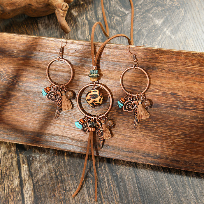 Hot-Selling Jewelry Set Ethnic Style Creative Leopard Necklace Personality Versatile Bracelet Earrings Wholesale