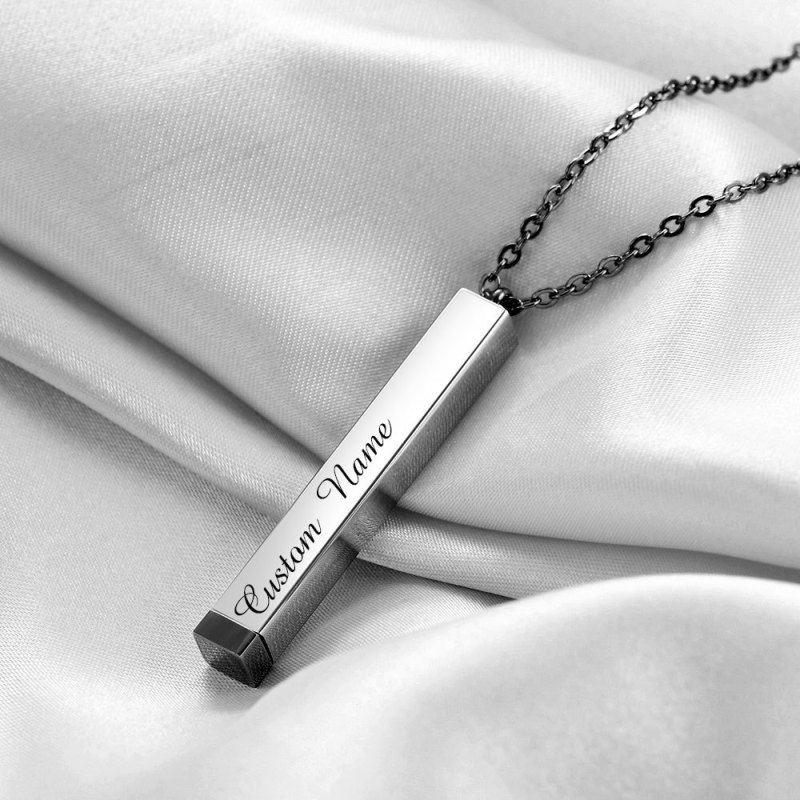 European and American Cross-Border Hot Sale Simple Fashion 43MM Long Strip Retractable Three-Dimensional Pillar Pendant Necklace Laser Logo Available