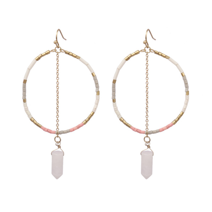 Amazon Personality Exaggerated Circle Double Layer Earrings Set Vintage Round Wooden Beads Colorful Bohemian Ear Clip...