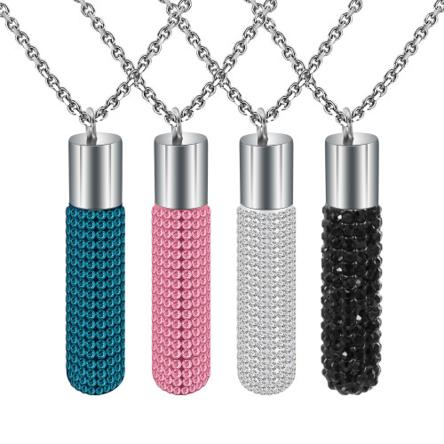 Manufacturer Wholesale Creative Personality Titanium Steel Lipstick 7MM Pendant Simple Diamond-Encrusted Women's Necklace Elegant Versatile Collarbone Chain