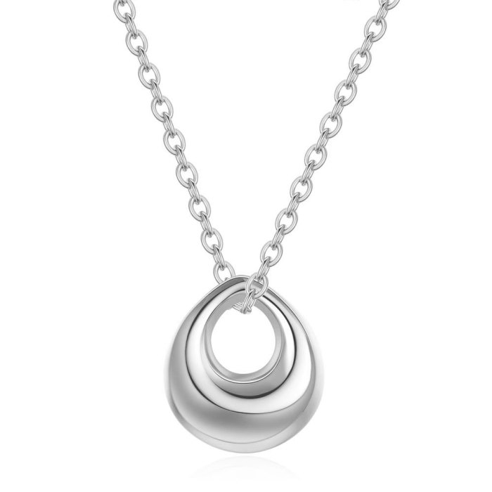 Simple INS New Water Drop Hollow 18MM Pendant Necklace 18K Gold Stainless Steel Necklace Jewelry Wholesale for Women