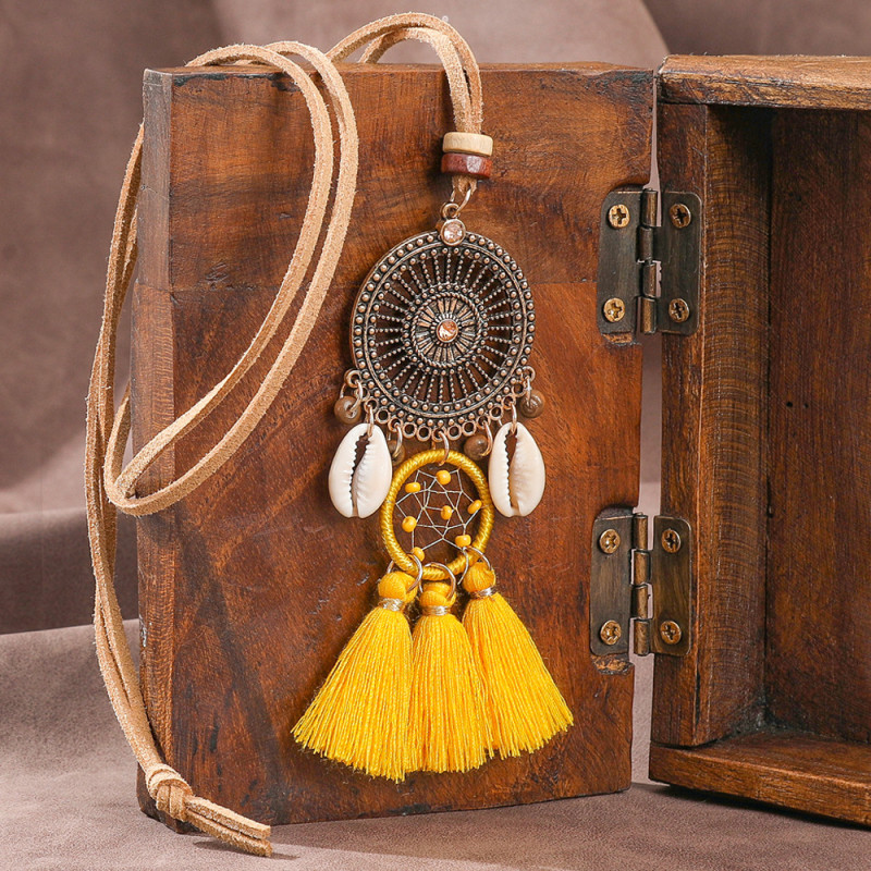 New Hot Selling Retro Ethnic Dream Catcher Necklace Fashion Versatile Vacation Style Colorful Pendant Wholesale