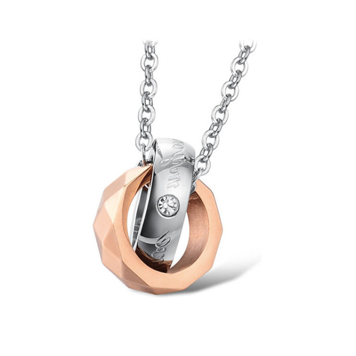 INS Fashion Creative New Couple Necklace Titanium Steel Personalized Interlocking Necklace Valentine's Day Gift for W...