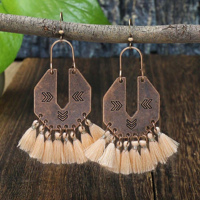 Bohemian Fashion Long Tassel Earrings Personality Retro Water Drop Earrings Exquisite Rice Beads Bridal Accessories W...