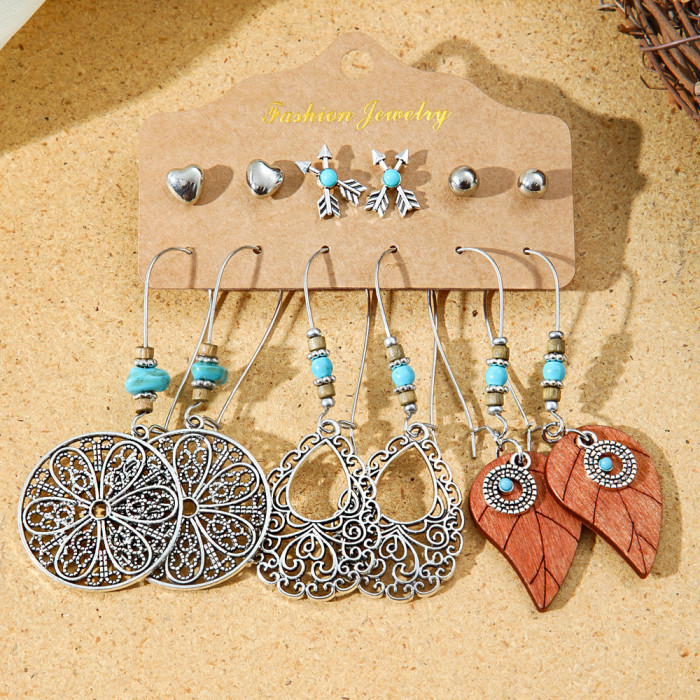 Hot-Selling Popular Jewelry Bohemian Style Turquoise Earrings Animal Geometric Metal Earrings Drop Earrings
