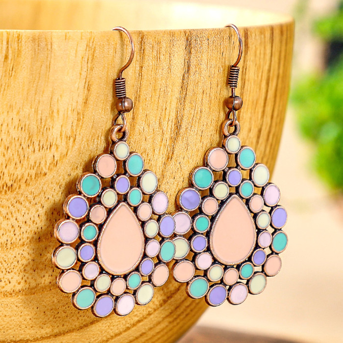 Hot-Selling Earrings Multi-Piece Set Ethnic Style Colorful Dopamine Water Drop Shape Oil Drop Earrings Manufacturer W...