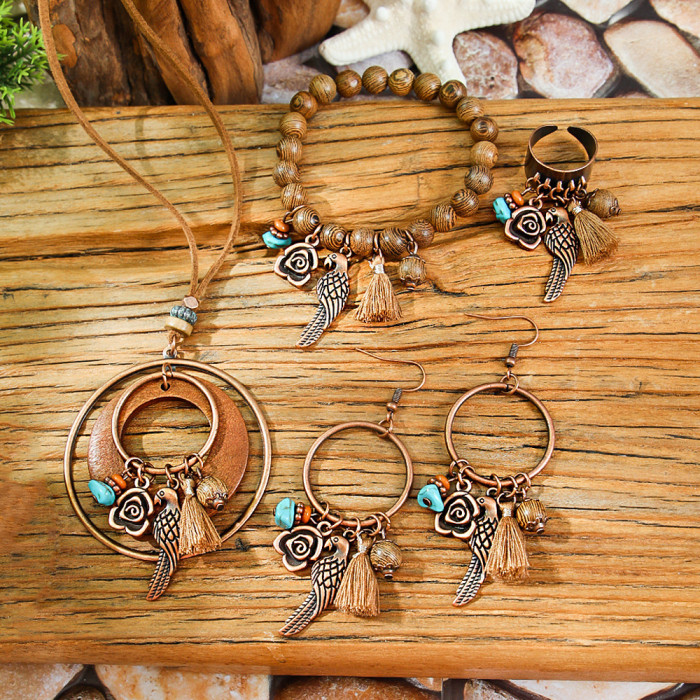 Hot-Selling Jewelry Set Ethnic Style Creative Leopard Necklace Personality Versatile Bracelet Earrings Wholesale