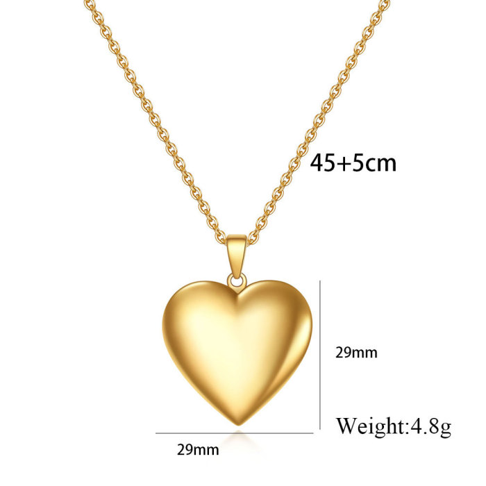 Hot Sale Creative Commemorative Openable Heart Pendant Stainless Steel Heart Necklace Laser Logo for Women