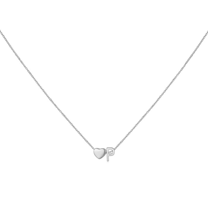 DIY Three-Dimensional Heart New Necklace Personalized 26 English Letters Name Matching Necklace for Women Versatile C...