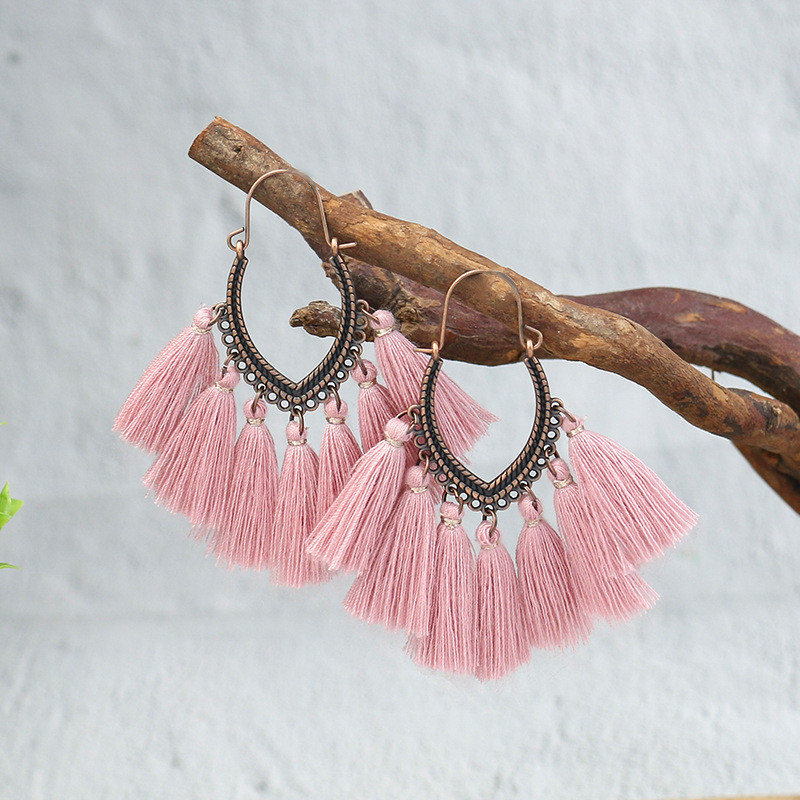 Bohemian Tassel Accessories Vintage Geometric U-Shaped Alloy Retro Earrings Cross-Border Exaggerated Ear Jewelry Wholesale