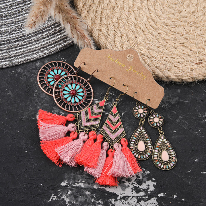 Trendy Earrings for Women, Creative New Tassel Earrings, Flower Shell Gold Geometric Drop Earrings