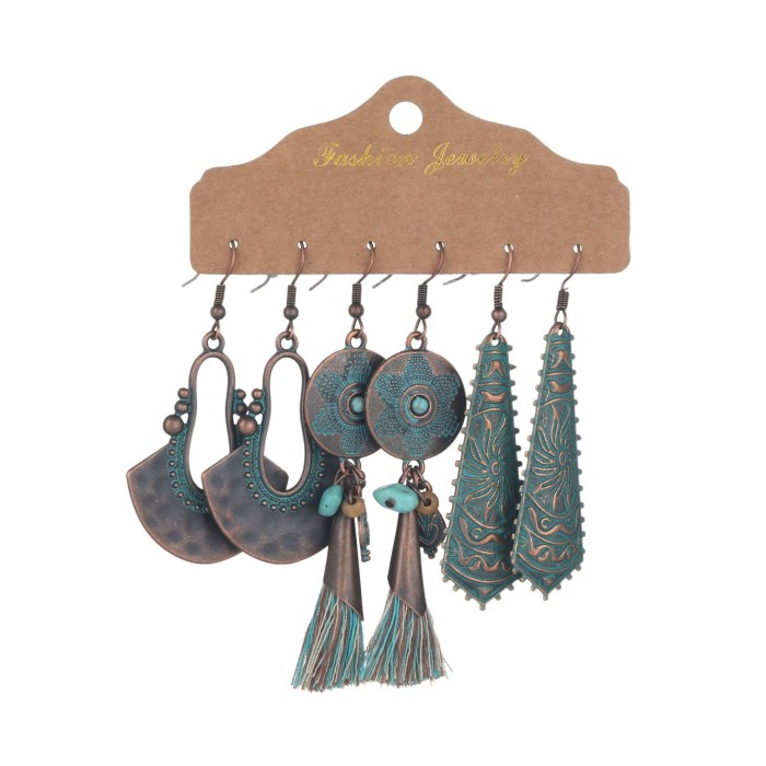 Ethnic Style Earrings Set for Women, Unique Vintage Tassel Accessories, Fashion Multi-Pair Card Earrings Wholesale, J...