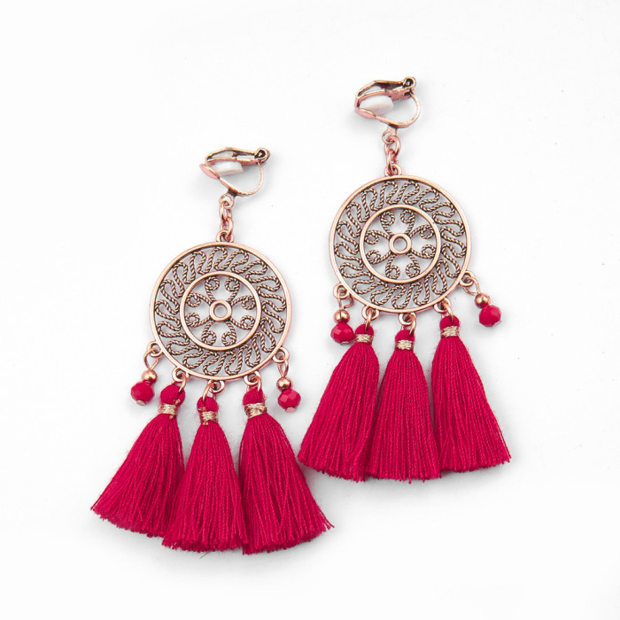 New Fashion Chinese Style Red Versatile Earrings National Trend Retro Festive Tassel Earrings New Year Gift Wholesale