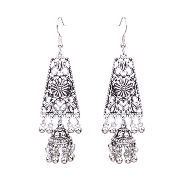 Amazon New Fashion Earrings Ethnic Style Retro Earrings Long Palace Bell Earrings Exaggerated