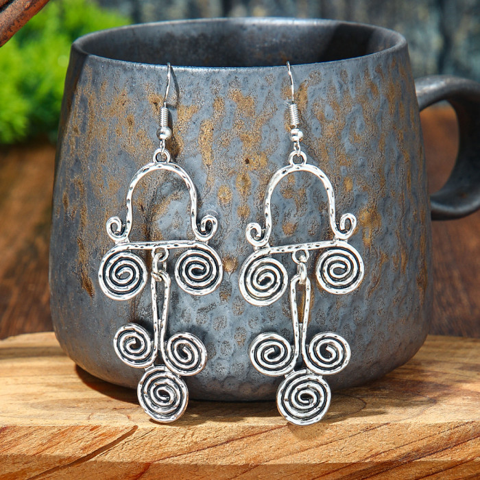 Vintage Metal Earrings Wholesale Bohemian Ethnic Style Personality Exaggerated Drop Earrings Vacation Style Earrings...