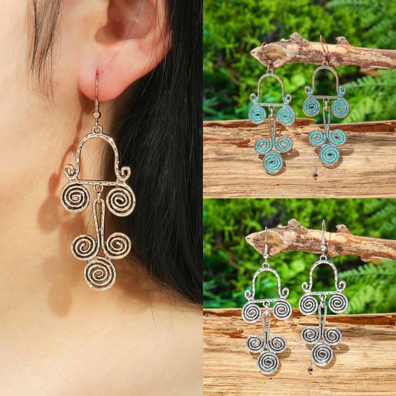 Vintage Metal Earrings Wholesale Bohemian Ethnic Style Personality Exaggerated Drop Earrings Vacation Style Earrings Manufacturer