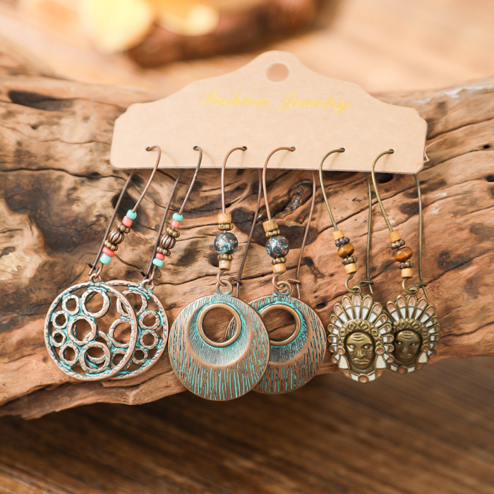 Autumn Winter New Fashion Retro Earrings Ethnic Vacation Style Leopard Print Water Drop Tassel Earrings Manufacturer...
