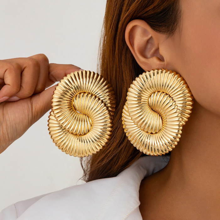 European and American Cross-Border Jewelry Exaggerated Sunflower Alloy Earrings Round Irregular Geometric Earring Set