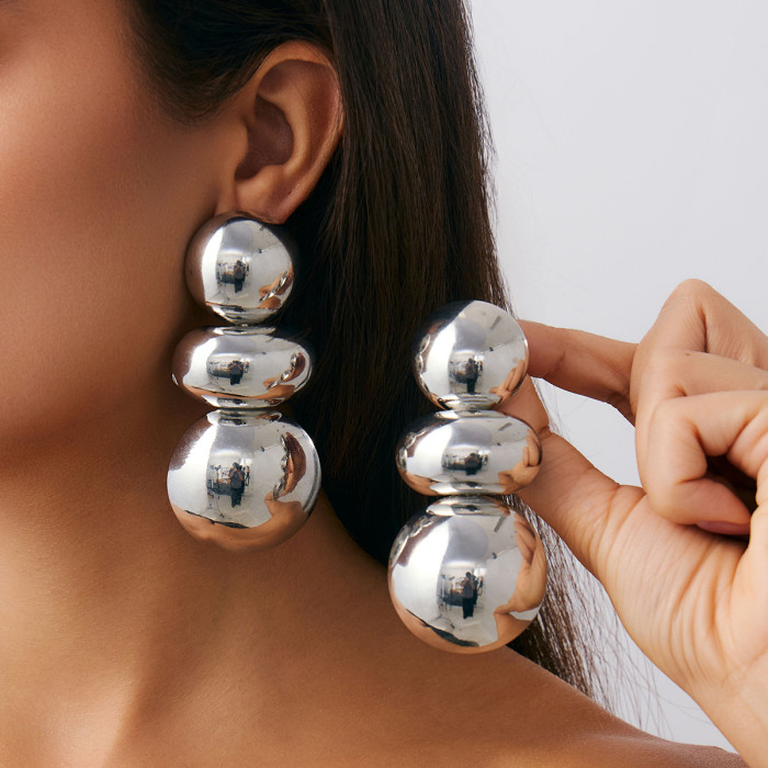 European and American Cross-Border Jewelry Fashion Commuting Geometric Round Ear Hooks for Women Ins Style Metallic Glossy Twisted Flower Earrings