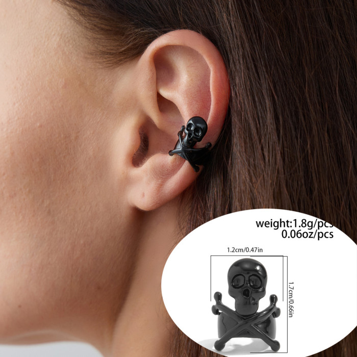 European and American Cross-Border Jewelry Halloween Mini Spliced Skull Ear Cuff Dark Style Personality Spider Ear Clip for Women
