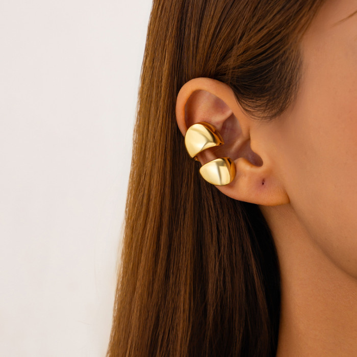 European and American Cross-Border Jewelry Unique Irregular Alloy Ear Clips Niche Geometric Smooth Surface