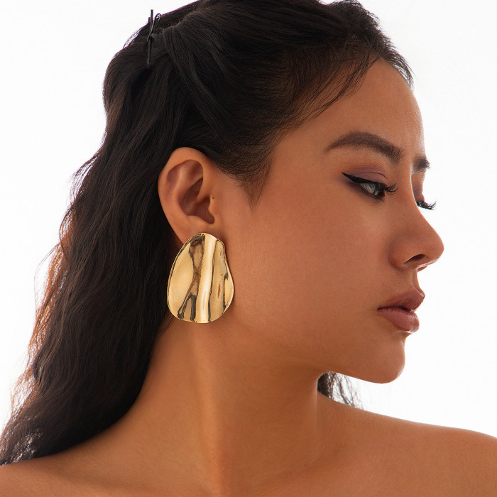 Jewelry INS Personality Wrinkled Hollow Heart Earrings Multiple Combinations Sunflower Alloy Earrings