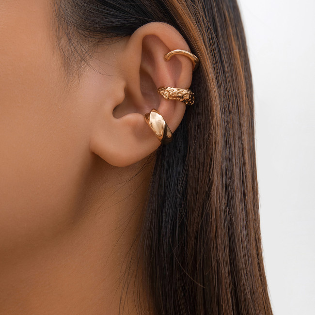 Jewelry Personalized Design Glossy Bead Earrings Simple Hoop Wrinkled Water Drop Studs Geometric Hoop Earrings