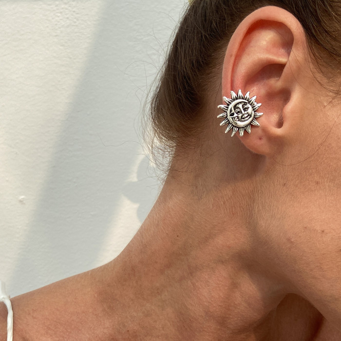 European and American Cross-Border Jewelry Vacation Style Sea Star Glossy Earring Set Simple Flower Moon Alloy Ear Clips