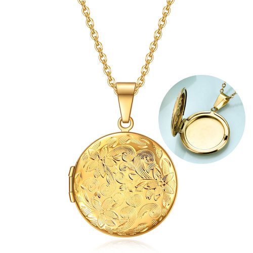 European and American Cross-Border Hot Sale Personalized DIY Creative Round Heart Photo Frame Necklace Box Pendant Openable Laser for Women