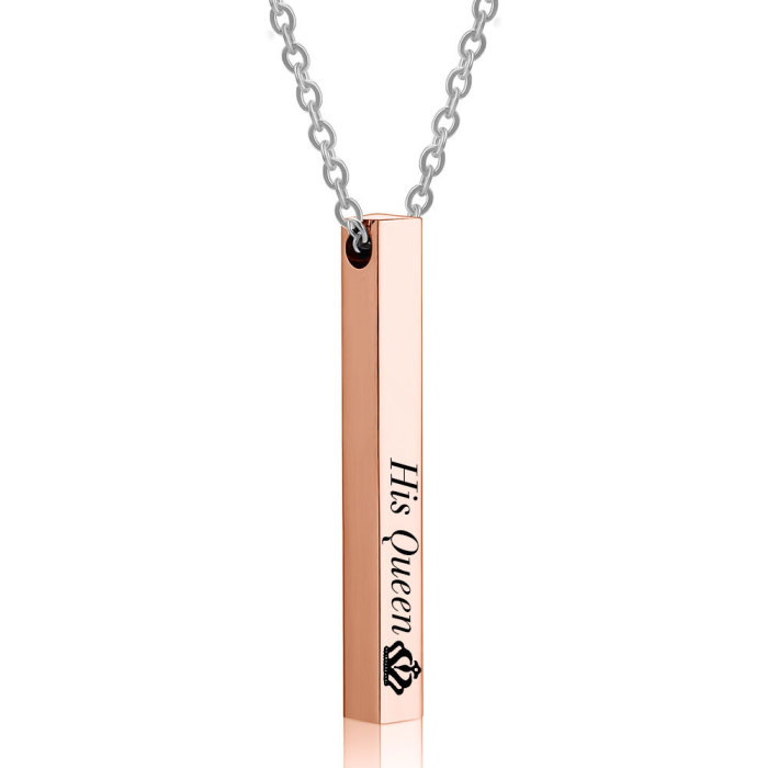 Simple Fashion Her King His Queen Crown Pendant 40MM Long Strip Three-Dimensional Necklace Wholesale