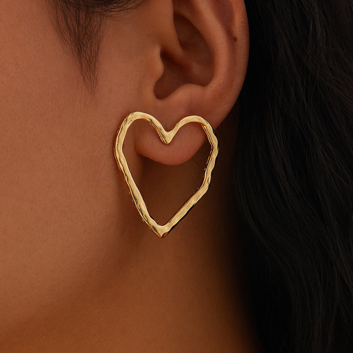 Jewelry INS Personality Wrinkled Hollow Heart Earrings Multiple Combinations Sunflower Alloy Earrings