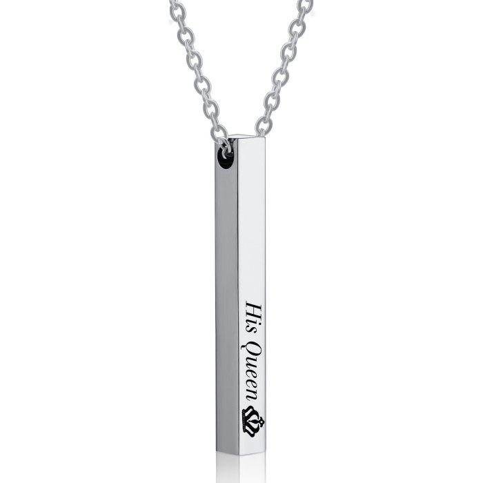 Simple Fashion Her King His Queen Crown Pendant 40MM Long Strip Three-Dimensional Necklace Wholesale