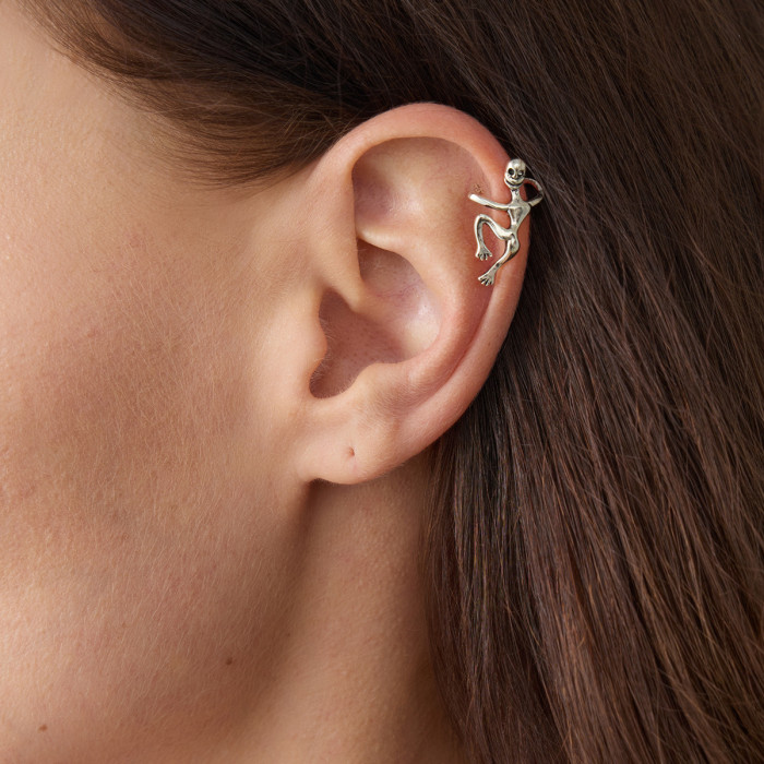 European and American Cross-Border Jewelry Halloween Mini Spliced Skull Ear Cuff Dark Style Personality Spider Ear Clip for Women