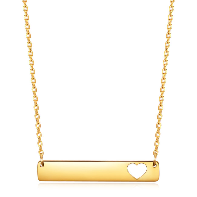 European and American Cross-Border Hot Sale Simple 31MM Personalized Long Hollow Heart Stainless Steel Necklace Laser Logo Wholesale