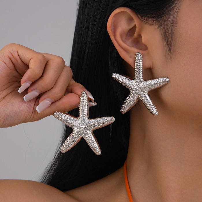 Jewelry Ocean Style Party Exaggerated Star Earrings Personality Vacation Beach Starfish Metal Earrings
