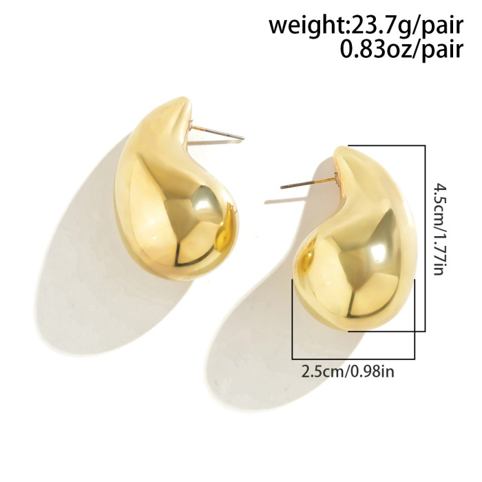 European and American Cross-Border Show Vintage Comma Teardrop Punk Style Earrings Niche Simple Glossy Drop Water Drop Stud Earrings
