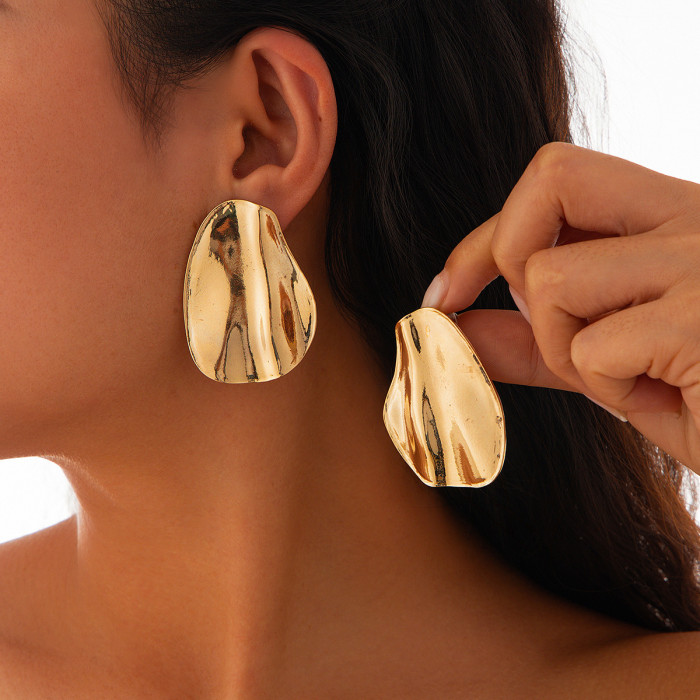 Jewelry INS Personality Wrinkled Hollow Heart Earrings Multiple Combinations Sunflower Alloy Earrings
