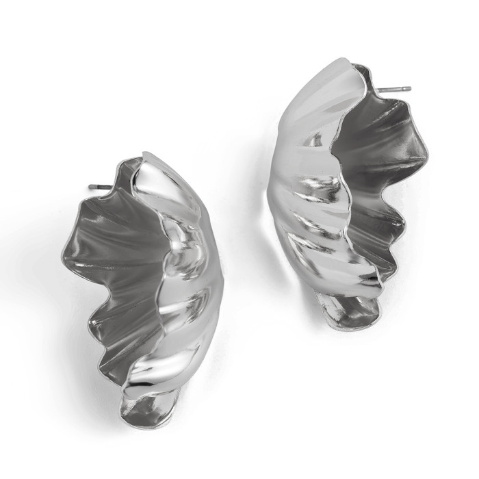 European and American Cross-Border Jewelry Personality Simple Wrapped Rose Flower Earrings Internet Celebrity Same Style Folding Leaf Earrings